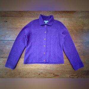 Evan Picone Classic 100% Wool Jacket Coat Purple Plum Womens Medium